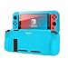 Protective Silicone Case Compatible with Nintendo Switch Case with Tempered Glass Screen Protector (Blue)