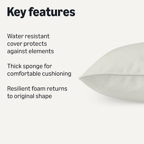 Amazon Basics Patio Chair Cushion with Back, 60.96 x 60.96 x 7.62 cm, Beige, Water Resistant, High-Resilient Foam, 1-Pack by Amazon Basics - Image 2