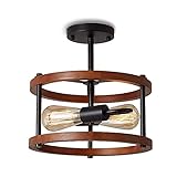 💡 【Información Sobre la Lámpara de Techo】 -- Color en rojo oscuro, material de metal y madera, 220V, Max 40W para cada bombilla (bombilla no incluida). Combinando un estilo vintage con un encanto industrial moderno, nuestra lámpara de techo puede agregar una hermosa decoración a su techo.