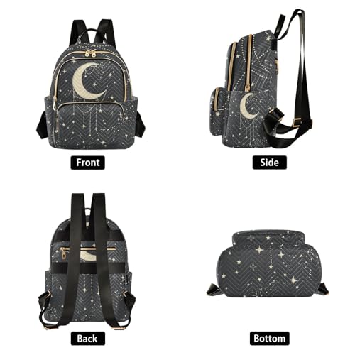 Image of Boho Moon Quilted Backpack Purse for Women Fashion Small Backpack M | Shoulder Bag Travel Casual Daypack