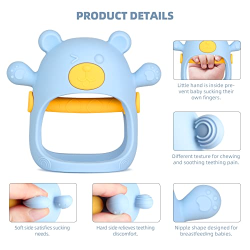 Chuya Teething Toys For Baby,Teething Toy For 3-12 Month,Dust-Proof,Bpa-Free,No Drop,Chew Toy For Infants Toddlers Silicone Baby Teethers,Sucking Needs,Bear Baby Loves,Easy To Clean(2 Pcs) #TOP1