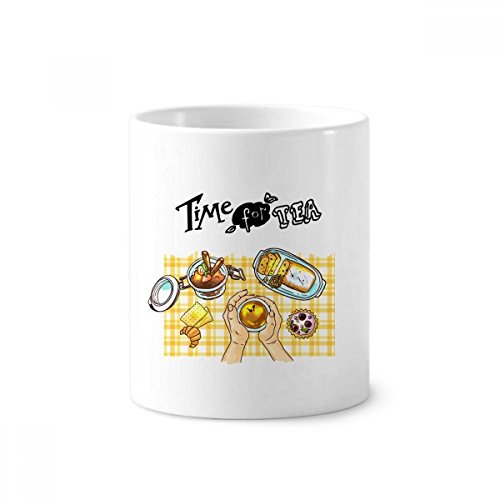 DIYthinker Tempo per il tè biscotti al cioccolato in ceramica Spazzolino penna Tazza Holder Bianco 350ml regalo Coppa 9,6 centimetri di altezza x 8,2 centimetri di diametro