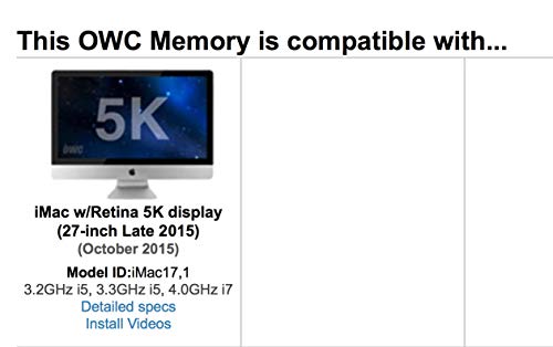 Owc 64Gb (4 X 16Gb) Pc12800 Ddr3 1600Mhz So-Dimms Memory Compatible With 2015 (Late) Imac 27" W/Retina 5K Models And Compatible Pcs (Owc1600Ddr3S64S) #TOP3