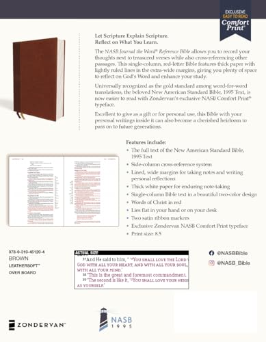 Image of NASB, Journal the Word Reference Bible, Leathersoft over Board, Brown, Red Letter, 1995 Text, Comfort Print: Let Scripture Explain Scripture. Reflect on What You Learn.