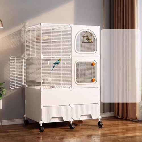 Sariny成体ラット フェレット チンチラ モルモット 大型ハムスター用大型金属製小動物ケージ オカメインコ ケージセキセイインコ 餌鳥かご大型ハムスター 屋内ケージ用 省スペース お手入れかんたん (73*37*115,ホワイト)
