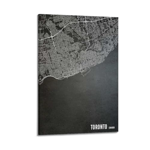 Carte du béton Toronto Dark poster de voyage art mural moderne pour deco studio