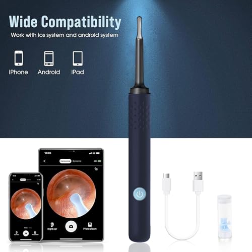 Image of Ear Wax Removal - Earwax Remover Tool with 7 Pcs Ear Set - Ear Cleaner with Camera - Earwax Removal Kit with Light - Ear Camera with 4 Ear Spoon - Ear Cleaner for iOS & Android
