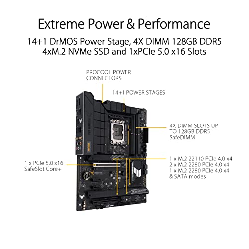 TUF GAMING H770-PRO WIFI Scheda madre Intel® H770 (LGA 1700) ATX, DDR5, PCIe 5.0, slot PCIe 4.0 M.2, 14+1 DrMOS, Intel® 2.5Gb Ethernet, DisplayPort, HDMI, USB 3.2 Gen 1 Type-C®, Aura Sync - Scheda madre - Immagine 1