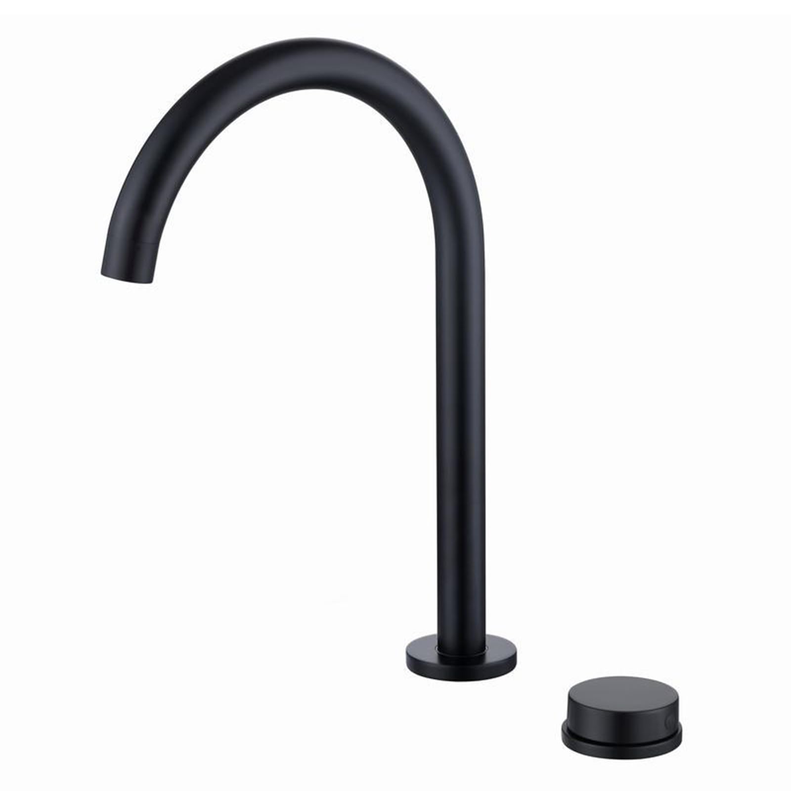 FQWNCIEG Bathroom Mixer Taps 2 Hole Gooseneck Single Lever Basin Tap Hot and Cold Bathroom Sink Taps,Black