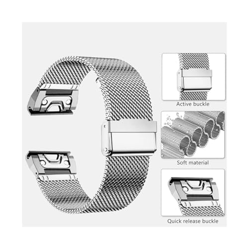 Bracelet Garmin Fenix acier inoxydable ajustable avec fermoir sécurisé - 4