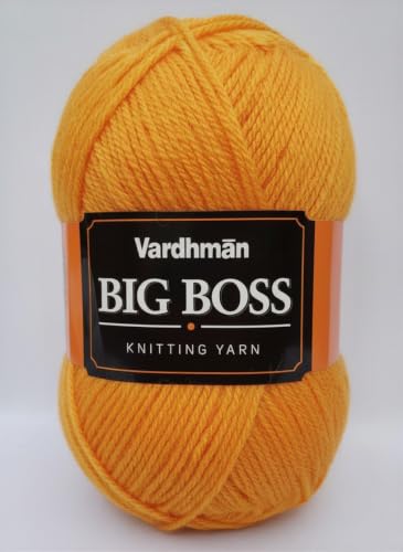 Image of Vardhman BigBoss Knitting Yarn - 200g Ball, 575m, 84% Acrylic + 16% Nylon, 3-Ply DK Weight, Soft & Durable Wool for Knitting, Craft, babywear, blanket, winter wear; threads for crochet hook needle - Boss-06 - Orange