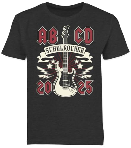 Kinder T-Shirt Jungen - Einschulung Junge - ABCD Schulrocker - 128 (7/8...