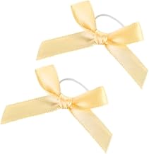 Lot de 50 petits nœuds en satin, ruban cadeau, avec élastique, prêts à l'emploi, pour la décoration, pour emballage cadeau, bouteille de parfum, bouteille de vin, doré