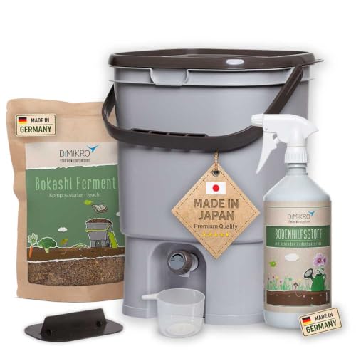 Bokashi Eimer Starterset - Japanisches Design (grau) + Bokashi...