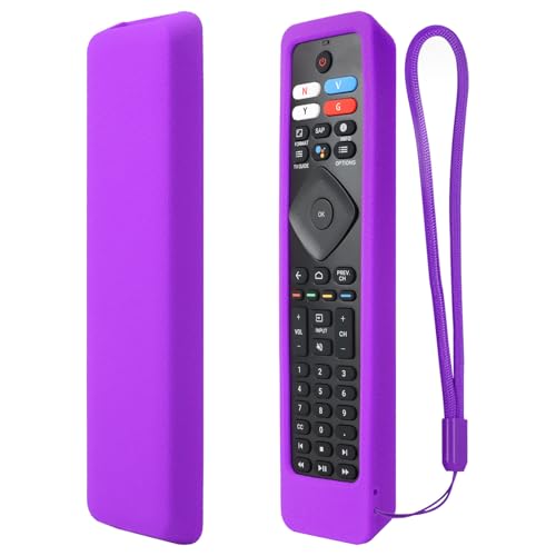 Custodia Remota silicone Solo per Philips Android TV RF402A-V14 NH800UP URMT47CND0 BT800 URMT26RST004 Telecomando Copertura Lavabile Antiurto - Viola ma con bagliore bianco al buio