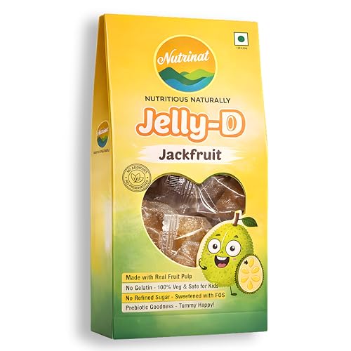 Image of Nutrinat Jelly D Jackfruit - Fruit Jelly Candy (Pack of 20) | No Gelatin, No Refined Sugar | Plant-Based Pectin Toffee | Healthy Fruity Snacks for All