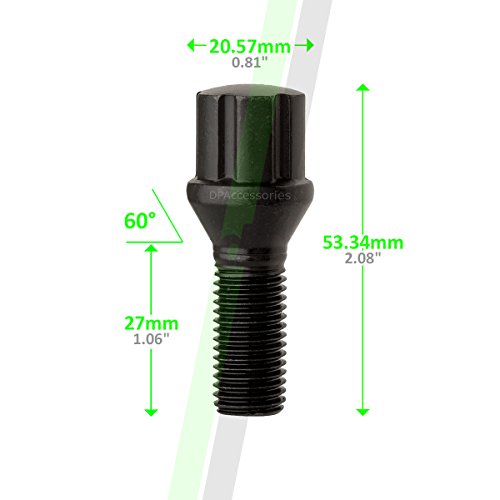 Dpaccessories 16 Black 12X1.25B Spline Tuner Lug Bolts For Aftermarket Wheels - 27Mm Shank Bs27K1He-Bk04016 #TOP3