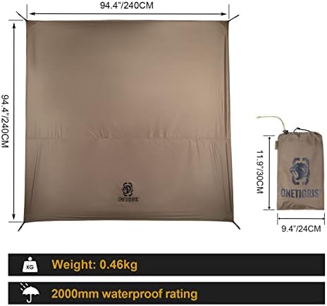 OneTigris Tent Footprint 94"x94", Large Size, Waterproof Lightweight Multifunctional Camping Tarp Beach Blanket, Idea for Camping Hiking Backpacking (94"x94")