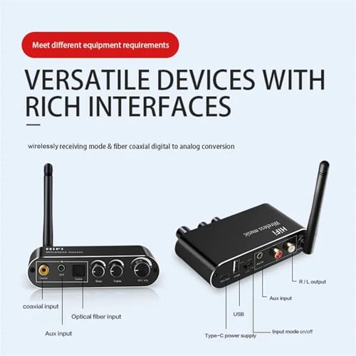 Image of MICROWARE Wireless Bluetooth 5.1 Receiver Optical Fiber Coaxial Audio Decoder Converter U Disk AUX in Lossless for Old Computer T-V (T01)