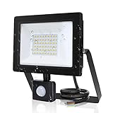 proyector led 50w con sensor de movimiento 【Escenario de Aplicación Amplio】El foco LED para exteriores tiene un soporte metálico ajustable.El soporte de metal ajustable ensanchado y grueso está montado en el techo, la pared y el piso para mayor estabilidad.Colócala en cualquier lugar, incluyendo el garaje, el patio, la entrada o salida de casa, el jardín etc.
