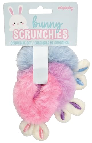 Chouchous en fourrure oreilles de lapin iscream élastiques cheveux fille rose lavande bleu