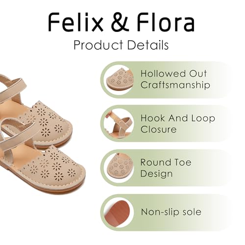 Image of Felix & Flora Toddler Girls Sandals Soft Rubber Princess Flat Shoes Flower Girl Shoes