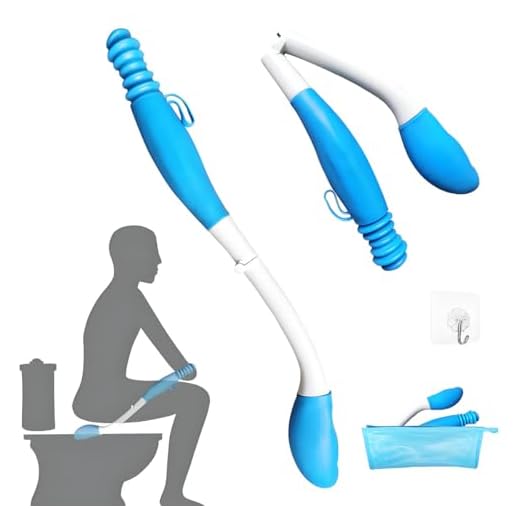 JJHREI Foldable Long Reach Comfort Butt Wiper - Self Wipe Assist Toilet Aid Wiping Wand Bottom Wiper - Ideal Daily Living Bathroom Aids for Limited Mobility