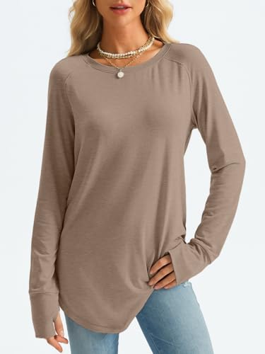 Image of AUTOMET Womens Long Sleeve Tunic Tops Crew Neck Casual Loose Fit Shirts