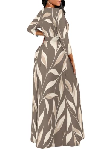 Image of PinkPatty Women's Long Sleeve Maxi Dress Plus Size Casual V Neck Wrap Dress with Pockets&Belt
