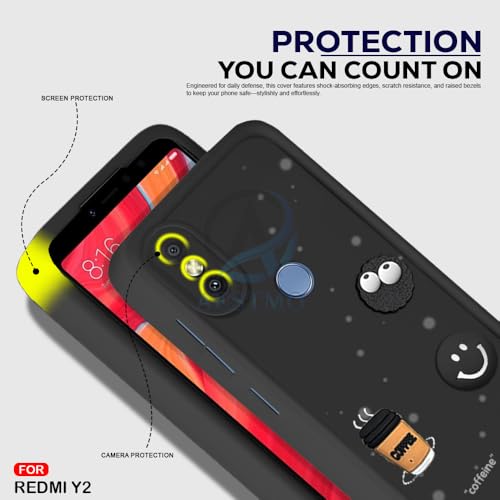 Image of AESTMO Back Case Cover for Redmi Y2 Cover | Cute Fun Cartoon 3D Ball | Coffee Silicone Case | Full Body Protection | Camera Protection Back Cover for Redmi Y2 (Black)