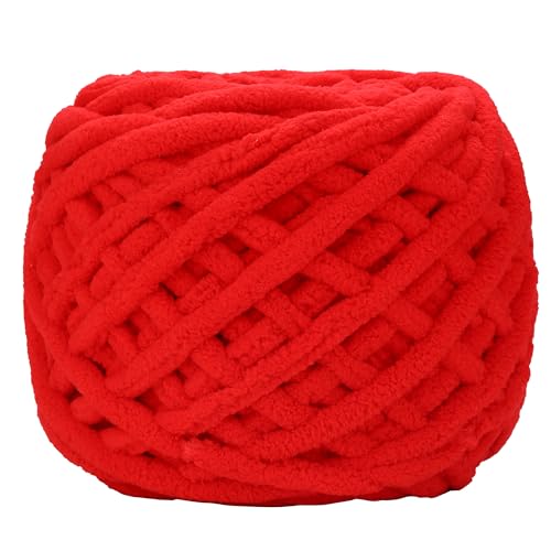 Image of Plush Chenille Chunky Yarn for Crocheting 100g(54.6yd) - Bulky Thick Fluffy Yarn for Knitting- Soft Velvet for Baby, Blanket Knitting Blanket Yarns- Amigurumi Yarns (Red)