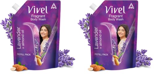 Vivel Fragrant Body Wash, Lavender & Almond Oil Shower Gel, 1500ml Supersaver XL Refill Pouch, Moisturizing Bodywash, Soft & Smooth Skin, Effective Cleansing, For Women & Men (Pack of 2)
