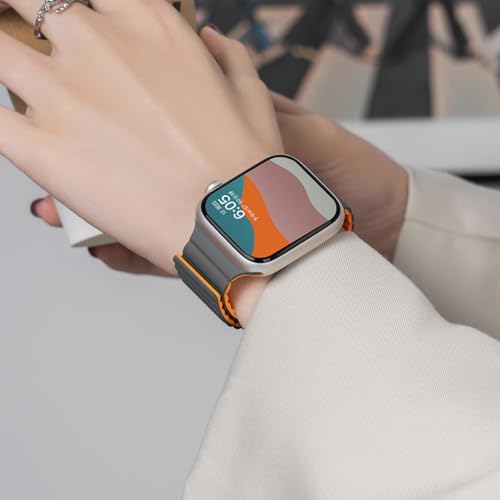 SINGEAR Wide Magnetic Silicone Band Compatible with Apple Watch 49 46 45 44 42 41 40 38mm Bands for Women Men, Sport Strap Strong Magnet Wristband for iWatch Ultra 1/2 Series 10 9 8 7 6 5 4 3 1 SE — view 6