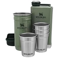 Stanley Stainless Steel Shot Glass and Flask Set, Outdoor Adventure Pack with 4 Metal Shot Glasses, 8oz Whisky Flask, and Travel Carry Case, Best Outdoorsmen and Camping, Men