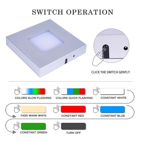 PHOSOK Suporte de luz multimodal multimodal de LED de 11 cm prata - Base de exibição quadrada para a