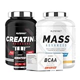 LE PROGRAMME PRISE DE MASSE EXPERT CONTIENT un pot de Mass Advanced de 2,5kg saveur banana split, d'un pot de Créatine Hardcore d'1,5kg saveur orange, d'une boîte de BCAA Xtreme de 252 capsules et d'un Xenatest Hardcore de 100 capsules.