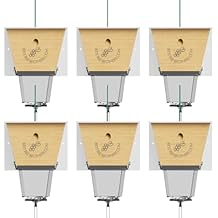 Best Bee Brothers Ultimate Pro Carpenter Bee Trap for Outside with Extra-Large, Clear External Receptacle, Internal Bee Vault & Spring-Loaded Door, 4.2 D x 5.8 W x 7.5 H 6 Pack