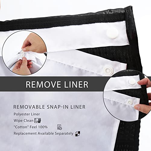 Rohsce No Hooks Needed Shower Curtain Set With Snap In Removable Liner For Bathroom-Hotel Grade, Thick Waffle Weave, Mesh Top Window, Weighted Hem. Machine Washable-72X74Inch #TOP2