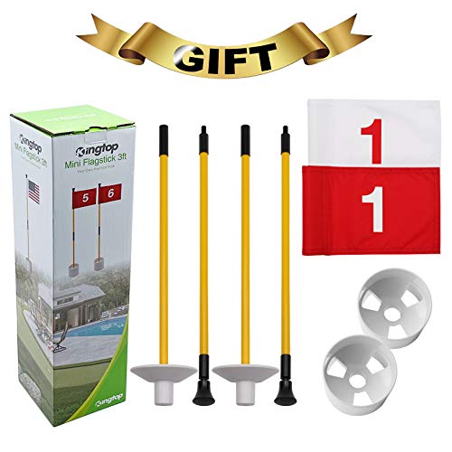 Kingtop Miniature Golf Flagstick, Practice Putting Green Flags For Yard, Golf Pin Flag Hole Cup Set, 3Ft Flagpole, Indoor | Outdoor, Flag Numbered #1 In Red And White, 2 Pack #TOP5