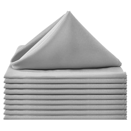 Jumaipro CNP Silver Cloth Napkins Set Of 10, 18X18 Inches Polyester Cloth Napkins, Reusable Dinner Napkin With Wavy Edges, Washable Rectangle Party Napkins Ideal cover