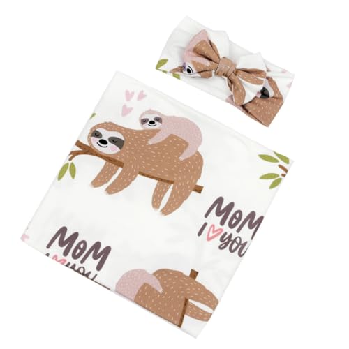 UPKOCH Manta para Envolver Ñiño Recién Nacido 1 Juego Suave y Ligera Diadema Elástica Estampado Perezoso Multiusos para Viaje y Dormitorio Aire Acondicionado
