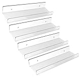 4Pcs Clear Heavy Duty Floating Shelves - (4 Pack) 15 Inches Acrylic Bathroom Shelf Sets, Contemporary, Cosmetics Makeup Organizer, Storage Shelves, Wall Decor Small Bookshelf Display, Shower Caddy