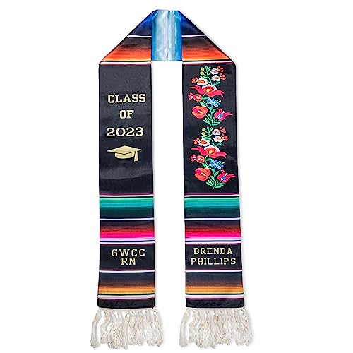 callie Personalized Embroidery Mexico Graduation Stole 2024,Mexican Graduation Sash, Mexican Sarape Graduation Sash (Prints)