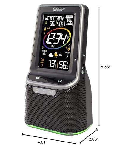 La Crosse Technology S87078 Color Wireless Weather Station with Bluetooth Speaker & USB Port, Black