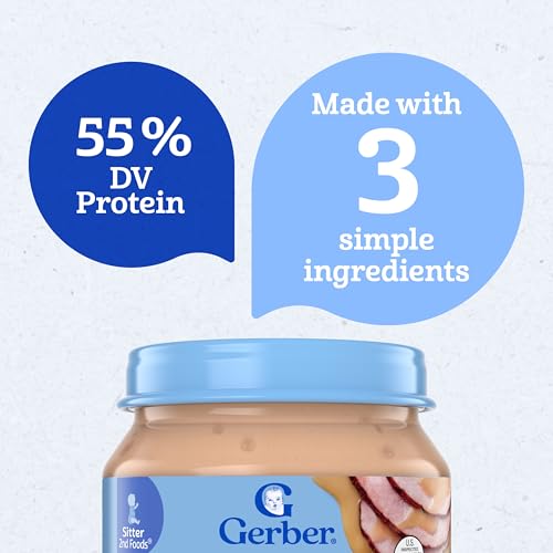 Gerber Stage 2 Ham and Gravy Baby Food, 2.5 Oz, 10 Pack | Stage 2 mealtime puree; ham and gravy; 10 x 2.5 oz glass jars - image 6