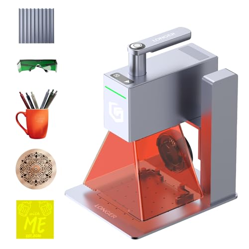Longer Nano Tragbare Lasergravurmaschine – 5000 mm/s Hochgeschwindigkeit, 0,05 mm Präzision, geeignet für Holz, Acryl, Leder, Stoff, Metall, Keramik, Heimwerkerprojekte
