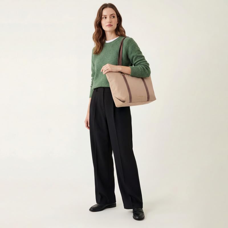 Image of Accessorize London Women's Cream Sutton Nylon Tote