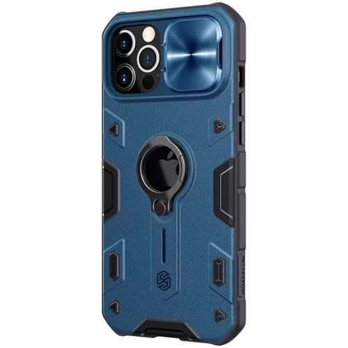 Image of Nillkin CamShield Slider Camera Armor Military Grade Camera Protect with Logo Cut Double Layered Protection TPU with PC Kickstand Case for Apple iPhone 12 Pro Max (6.7 Inch), Blue