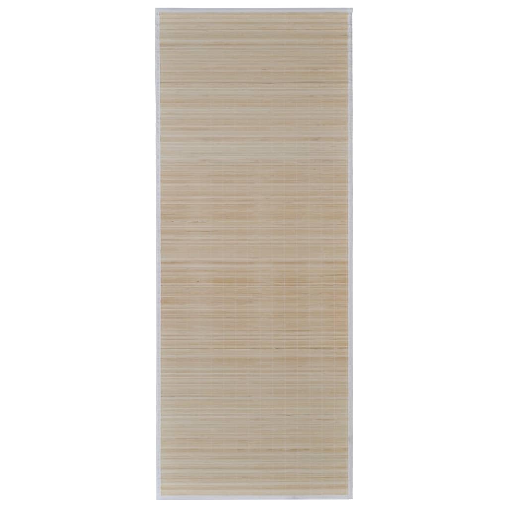Lot de 2 tapis en bambou naturel, rectangulaires, antidérapants, design moderne, pour salon, chambre à coucher, tapis en bambou robuste avec bordure en polypropylène, facile d'entretien, sol