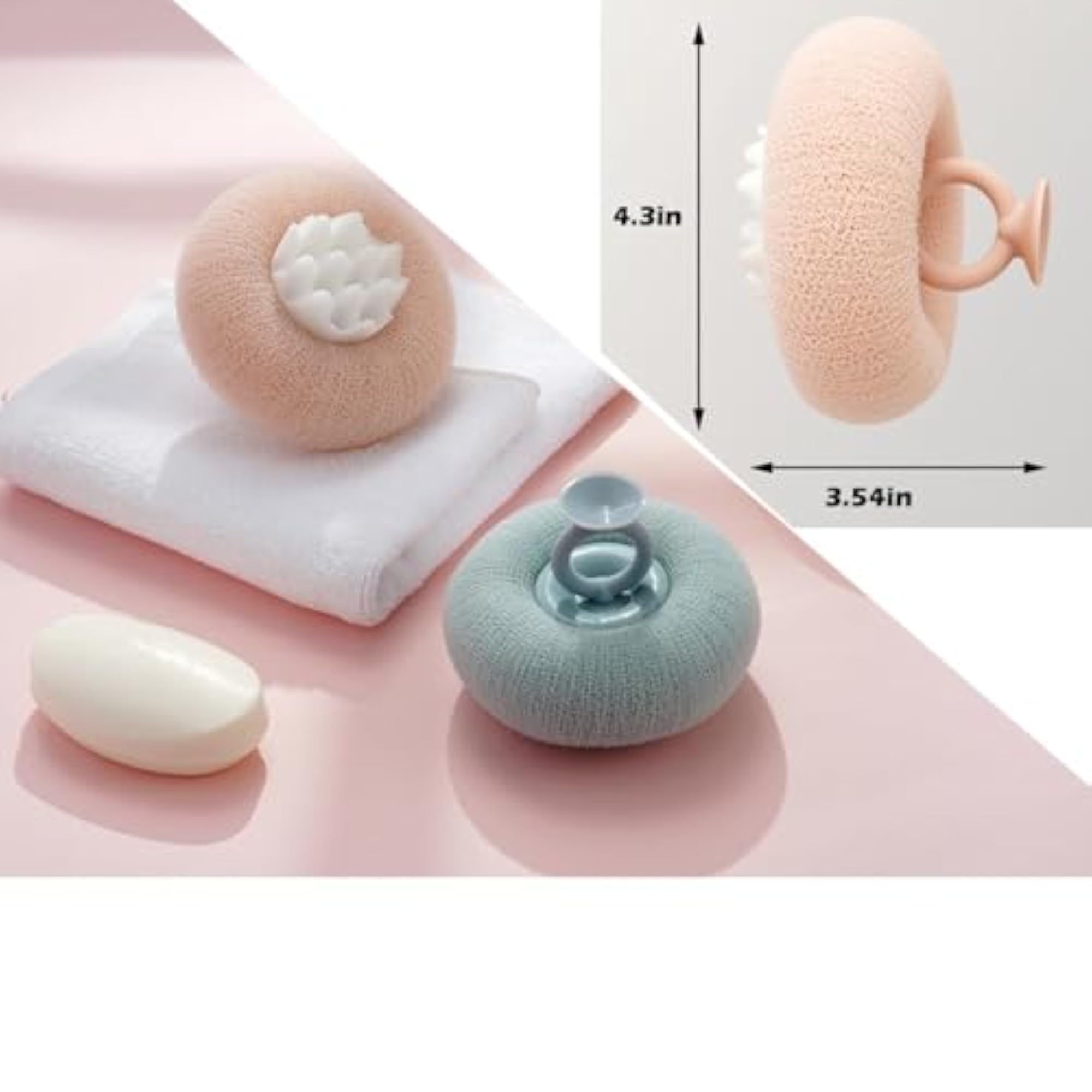 Soft Bath Shower Loofah Sponge with Suction Cup, Round Mesh
